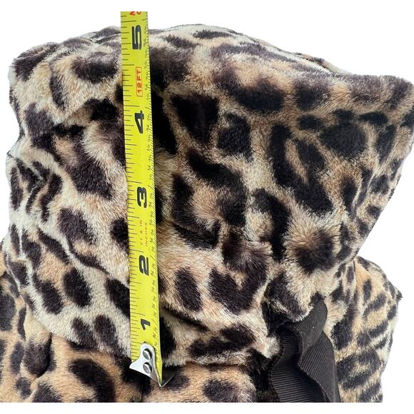 Leopard Cheetah Print Bucket Hat Vtg Y2K Faux Fur Ribbon Boho Hippie Handmade - Picture 10 of 10